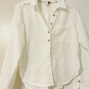 Anthropologie Pilcro Gauzy White Button Down Shirt